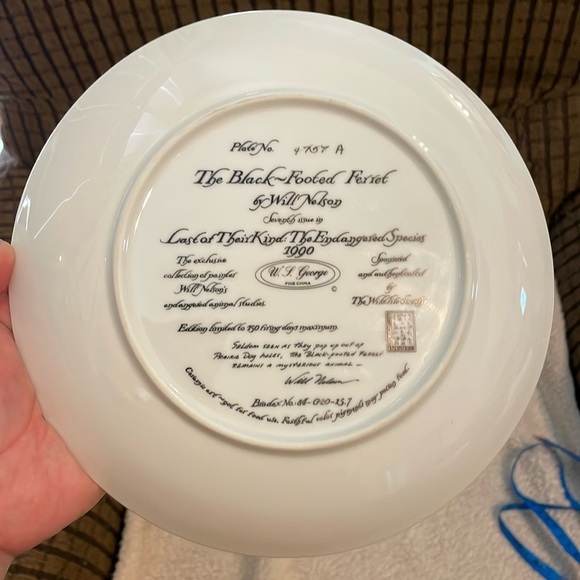 The Black Footed Ferret Will Nelson Vintage Last of Their Kind Endangered Plate - Picture 5 of 15